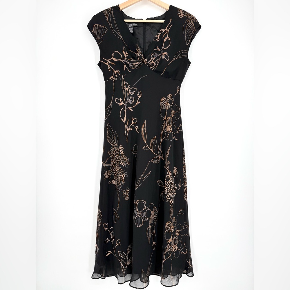 Jones Wear Womens Y2K Black Babydoll Chiffon‎ Midi Dress Size 10 Petite